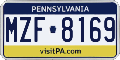PA license plate MZF8169