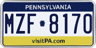 PA license plate MZF8170