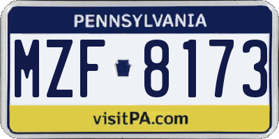 PA license plate MZF8173