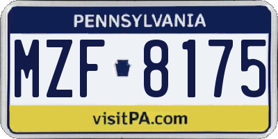 PA license plate MZF8175