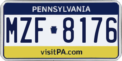 PA license plate MZF8176