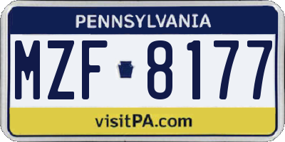 PA license plate MZF8177