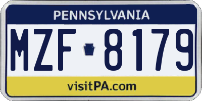 PA license plate MZF8179