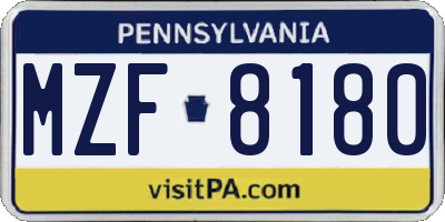 PA license plate MZF8180