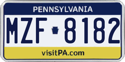 PA license plate MZF8182