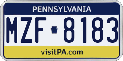 PA license plate MZF8183