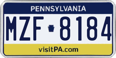 PA license plate MZF8184