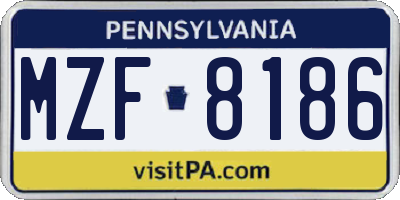 PA license plate MZF8186