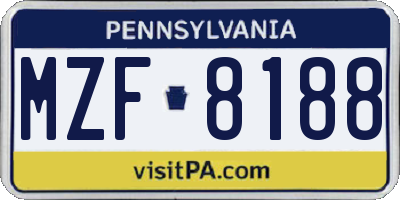 PA license plate MZF8188