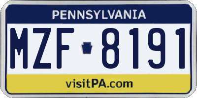 PA license plate MZF8191