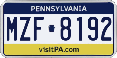 PA license plate MZF8192