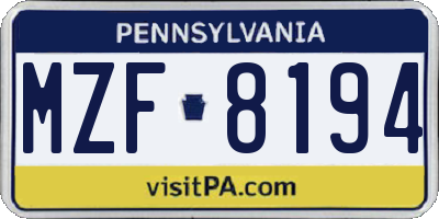 PA license plate MZF8194