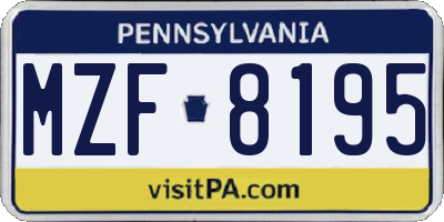 PA license plate MZF8195