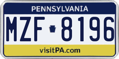 PA license plate MZF8196