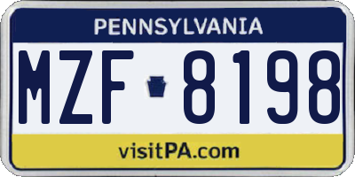 PA license plate MZF8198