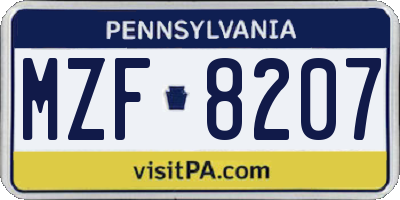 PA license plate MZF8207