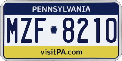 PA license plate MZF8210