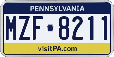 PA license plate MZF8211