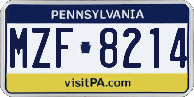 PA license plate MZF8214