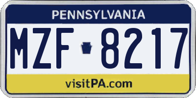 PA license plate MZF8217