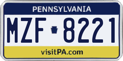 PA license plate MZF8221