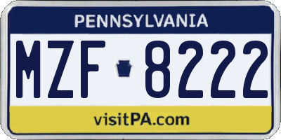 PA license plate MZF8222
