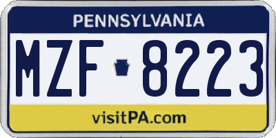 PA license plate MZF8223