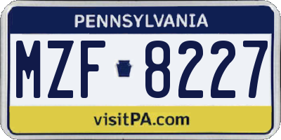 PA license plate MZF8227