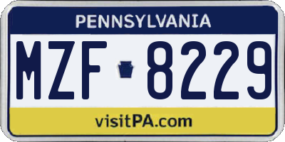 PA license plate MZF8229