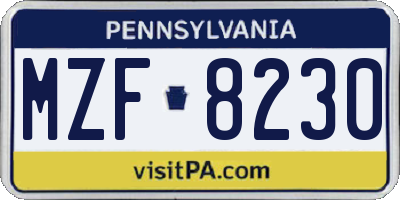 PA license plate MZF8230