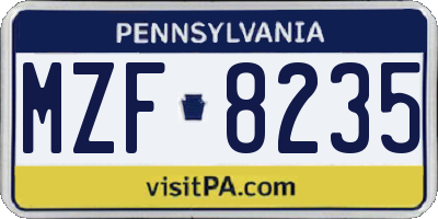 PA license plate MZF8235
