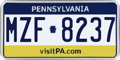 PA license plate MZF8237