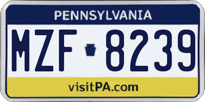 PA license plate MZF8239