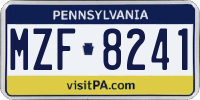 PA license plate MZF8241