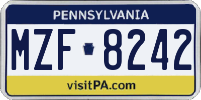 PA license plate MZF8242