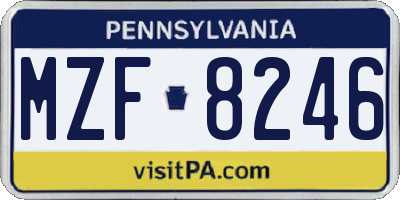PA license plate MZF8246