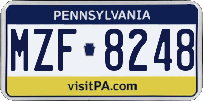 PA license plate MZF8248