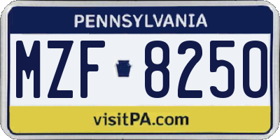 PA license plate MZF8250