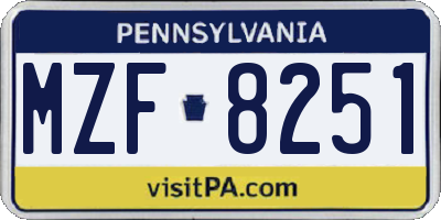 PA license plate MZF8251