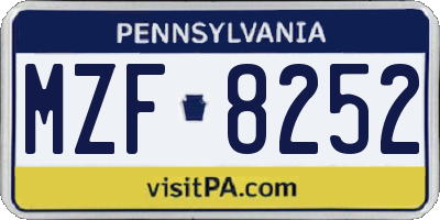 PA license plate MZF8252