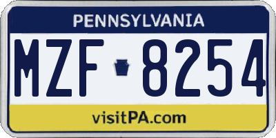 PA license plate MZF8254