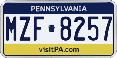 PA license plate MZF8257