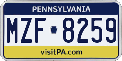 PA license plate MZF8259