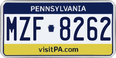 PA license plate MZF8262