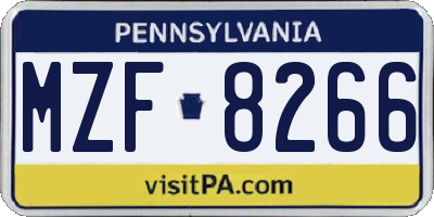 PA license plate MZF8266