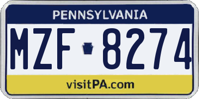 PA license plate MZF8274