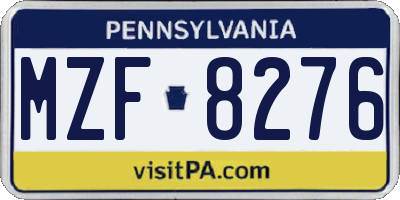PA license plate MZF8276