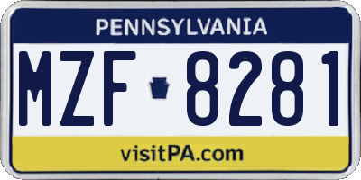 PA license plate MZF8281