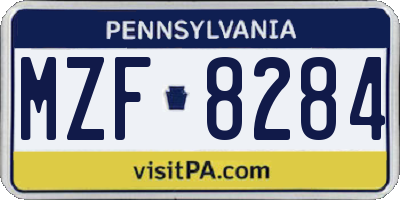 PA license plate MZF8284