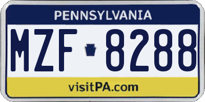 PA license plate MZF8288